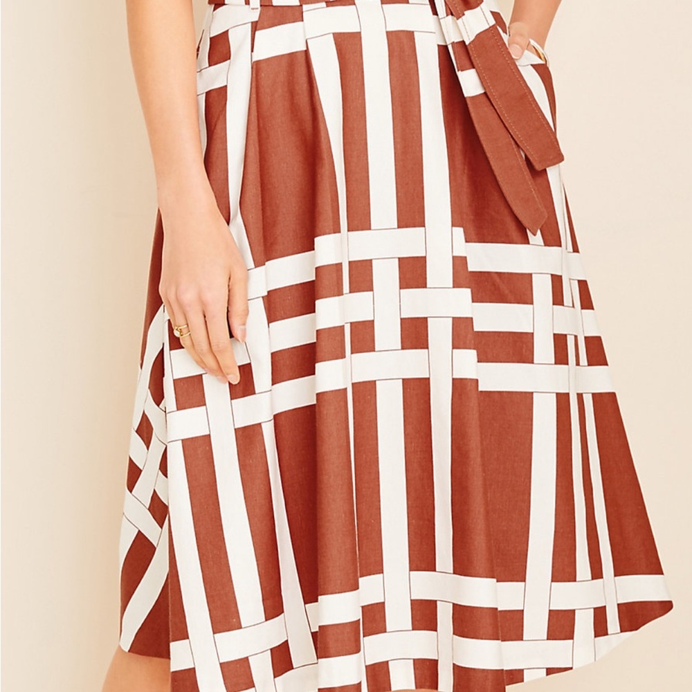 Ann Taylor Asymmetrical Skirt in Brown and White